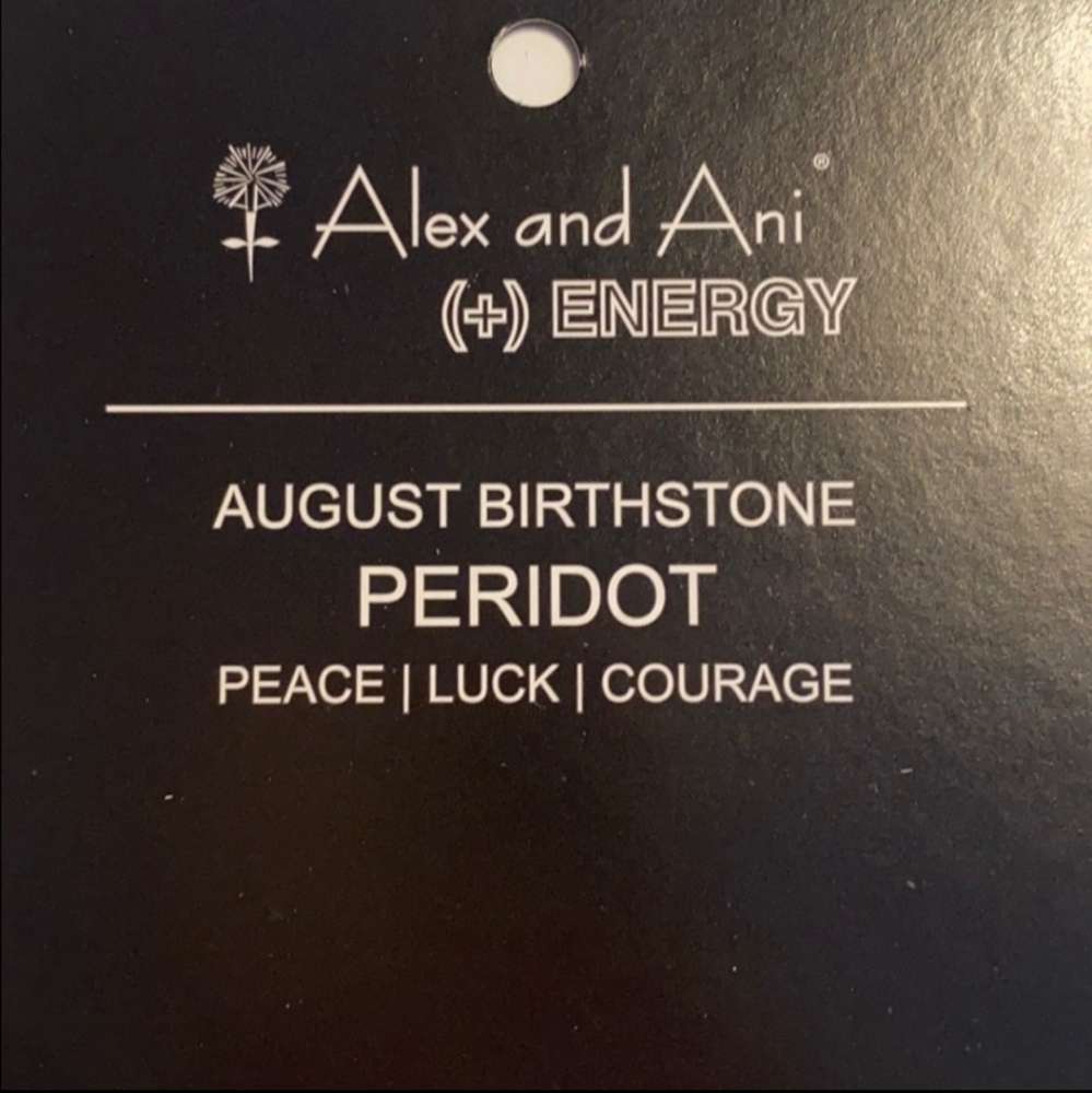 Alex and Ani Peridot August Birthday Stone Gold Bangle Bracelet - Picture 2 of 10